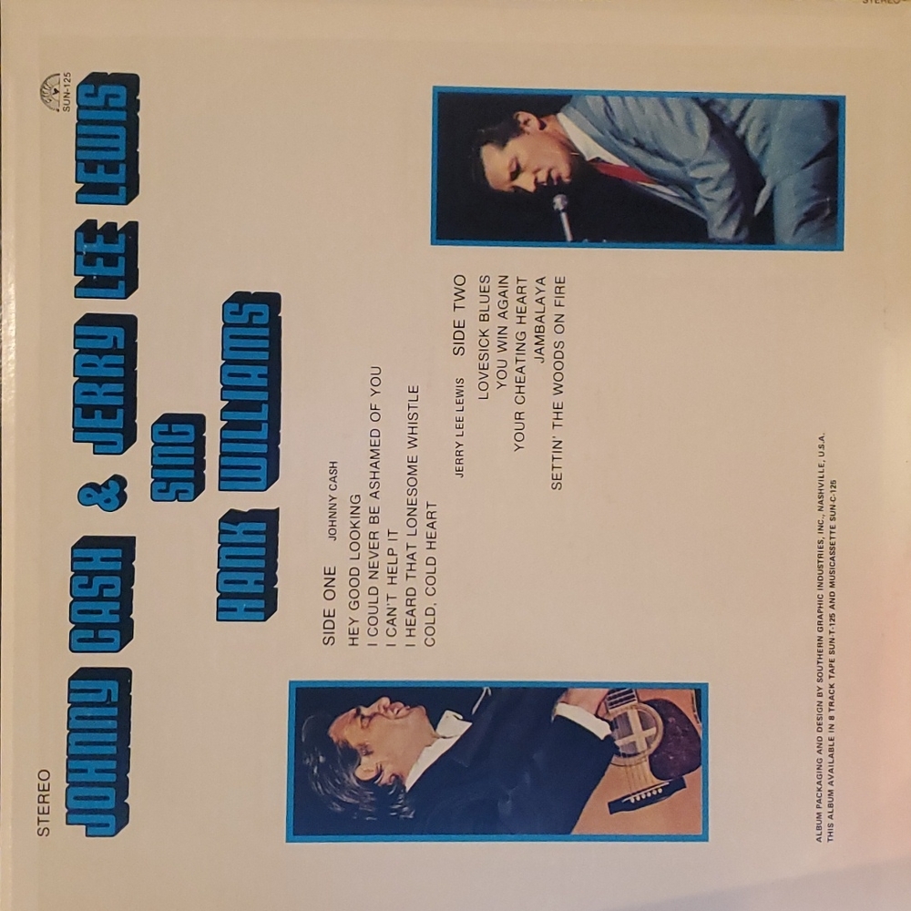 Johnny Cash & Jerry Lee Lewis Sing Hank Williams Vinyl Record - Picture 2 of 2